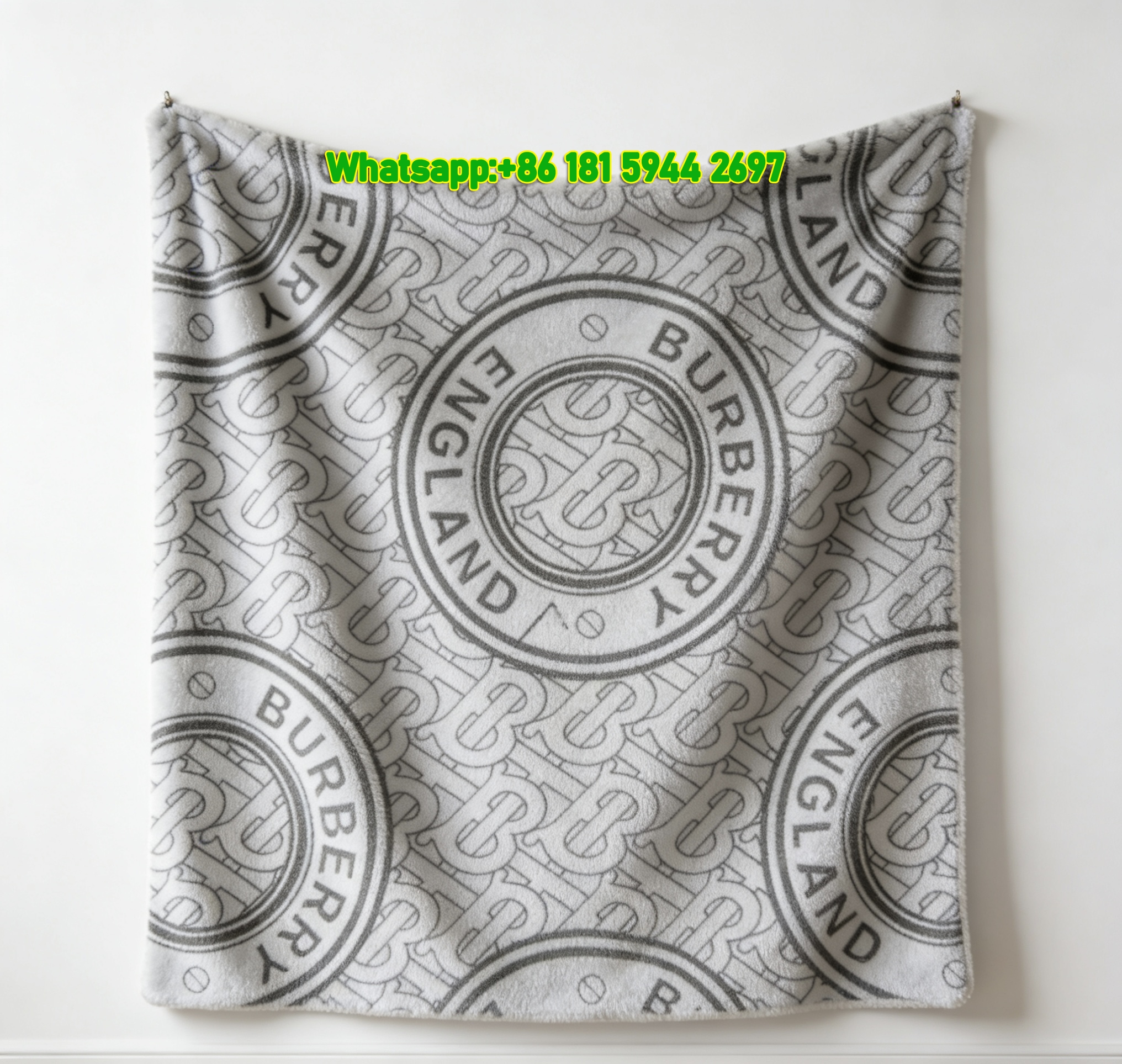 Burberry Flannel Throw Blanket Monogram Circle Print Sofa Blanket B148